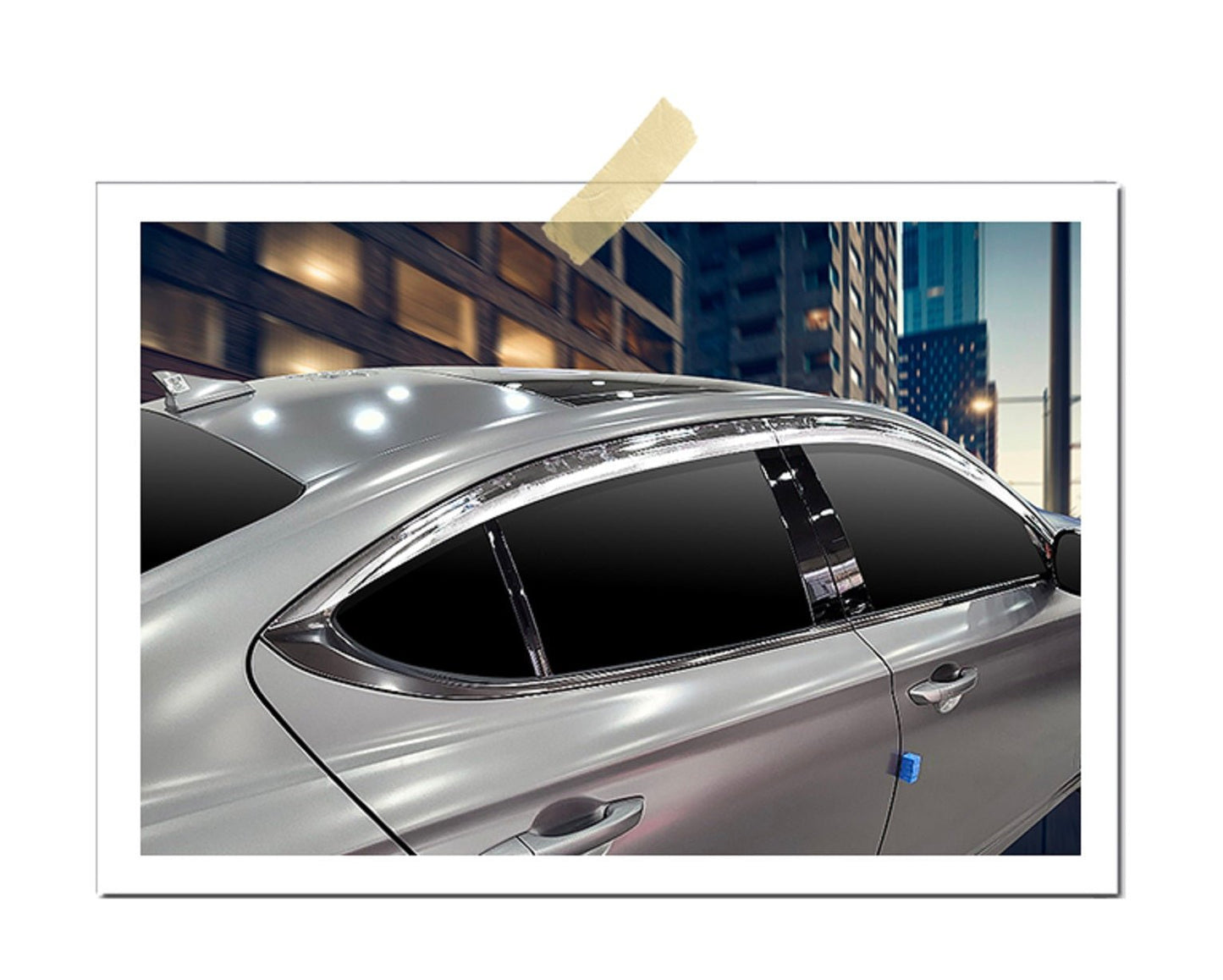 E0560 - Rain Guards for Genesis G70 2018-2022 (4PCs) Chrome Finish Tape-On Style - northernprimesupply