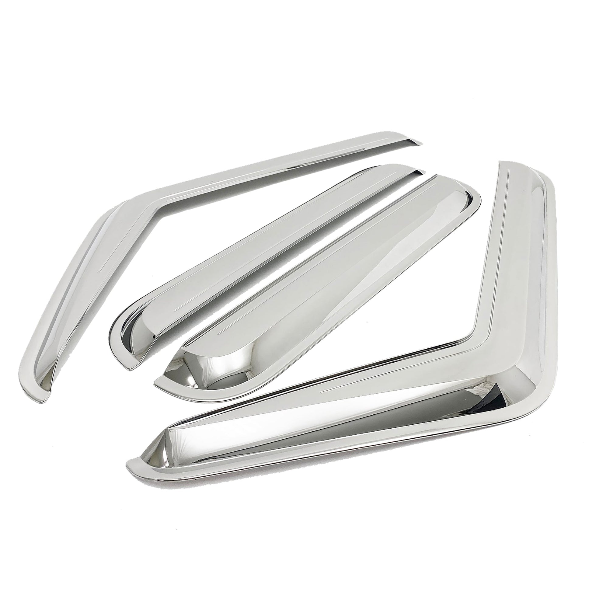 E0580 - Rain Guards for Jeep Wrangler Unlimited 2018-2022 (4PCs) Chrome Finish Tape-On Style - northernprimesupply