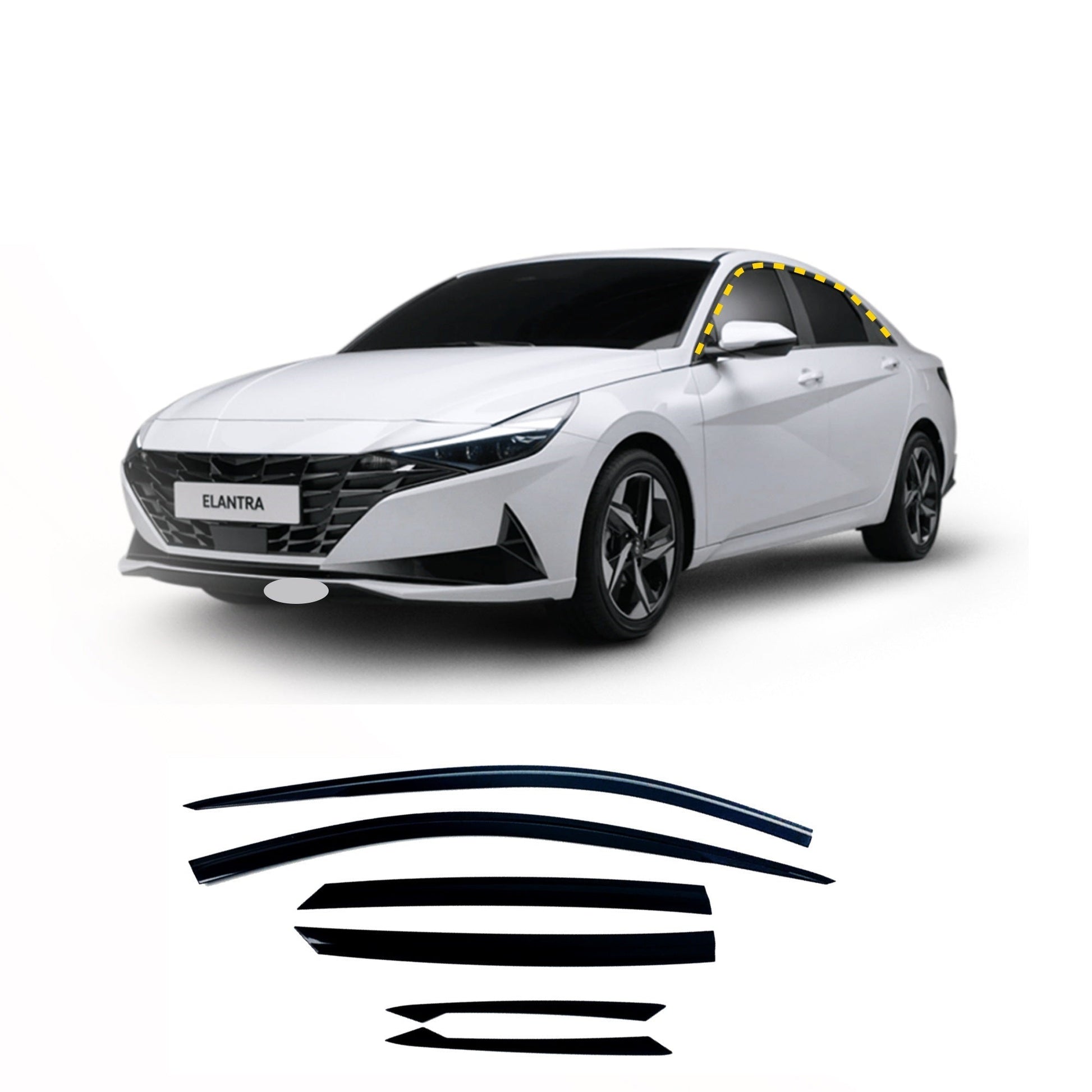 E2280 - Autoclover Rain Guards for Hyundai Elantra Sedan 2021-2022 (6PCs) Smoke Tinted Tape-On Style - northernprimesupply