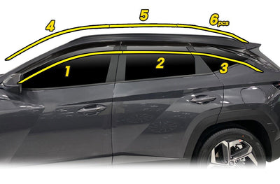 E2420 - Autoclover Rain Guards for Hyundai Tucson 2022 (6PCs) Smoke Tinted Tape-On Style - northernprimesupply