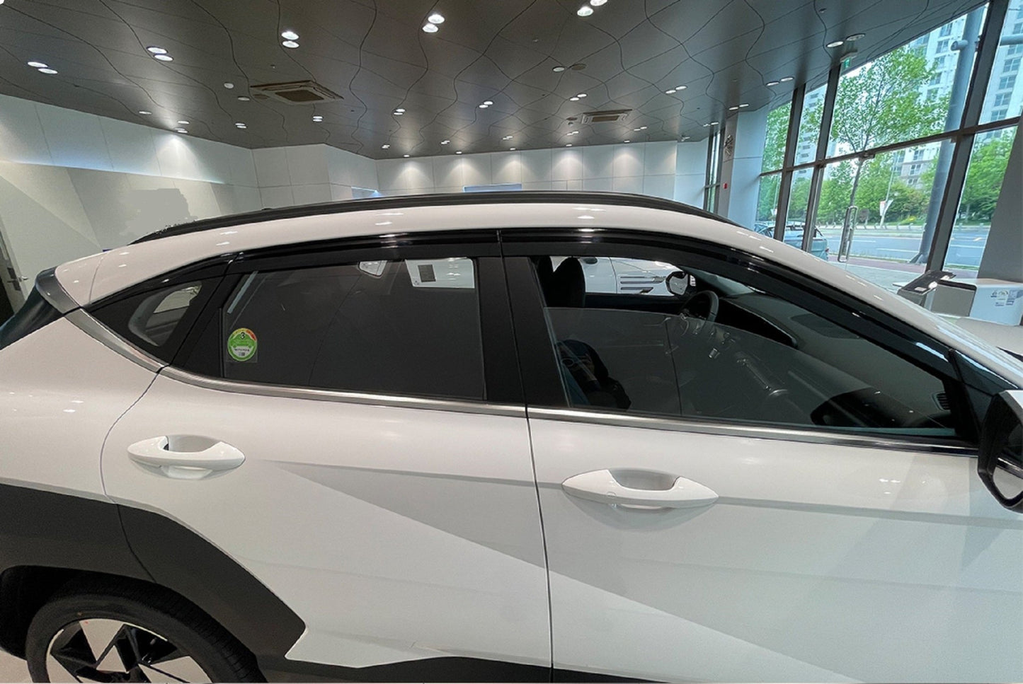 E2900 - Rain Guards for Hyundai Kona 2024 (6PCs) Smoke Tinted Tape-On Style - northernprimesupply