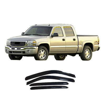 HC-10101 - Autoclover Rain Guards for GMC Sierra Crew Cab 1999-2006 (4PCs) Smoke Tinted Tape-On Style - northernprimesupply