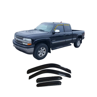HC-10400 - Autoclover Rain Guards for Chevrolet Silverado Extended Cab 1999-2006 (4PCs) Smoke Tinted Tape-On Style - northernprimesupply