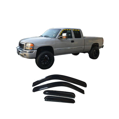 HC-10401 - Autoclover Rain Guards for GMC Sierra Extended Cab 1999-2006 (4PCs) Smoke Tinted Tape-On Style - northernprimesupply
