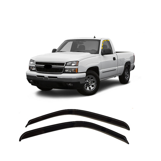 HC-10402 - Autoclover Rain Guards for Chevrolet Silverado Regular Cab 1999-2006 (2PCs) Smoke Tinted Tape-On Style - northernprimesupply