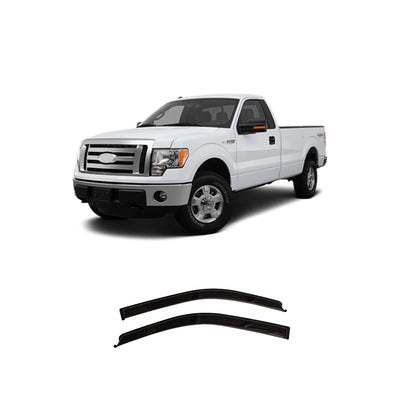 HC-50301 - Autoclover Rain Guards for Ford F150 Regular Cab 2009-2014 (2PCs) Smoke Tinted Tape-On Style - northernprimesupply