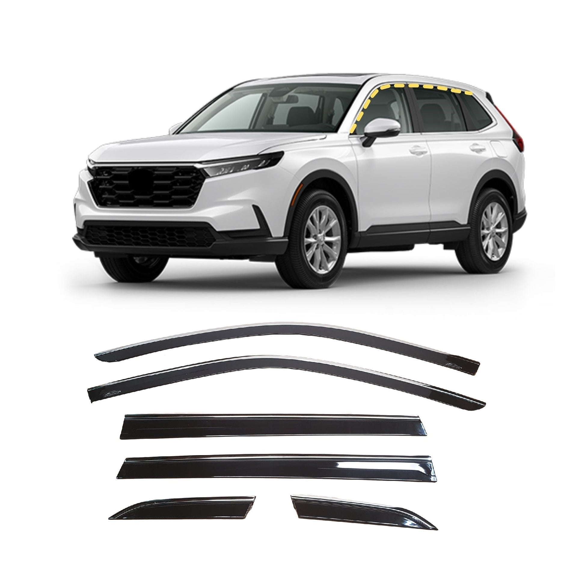 NP2001 - Rain Guards for Honda CR-V 2023 (6PCs) Black Tape-On Style - northernprimesupply