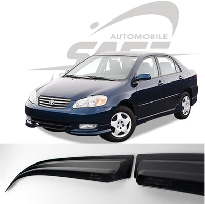 SF-D9310 - Rain Guards for Toyota Corolla 2003-2008 (4PCs) Smoke Tinted Tape-On Style - northernprimesupply